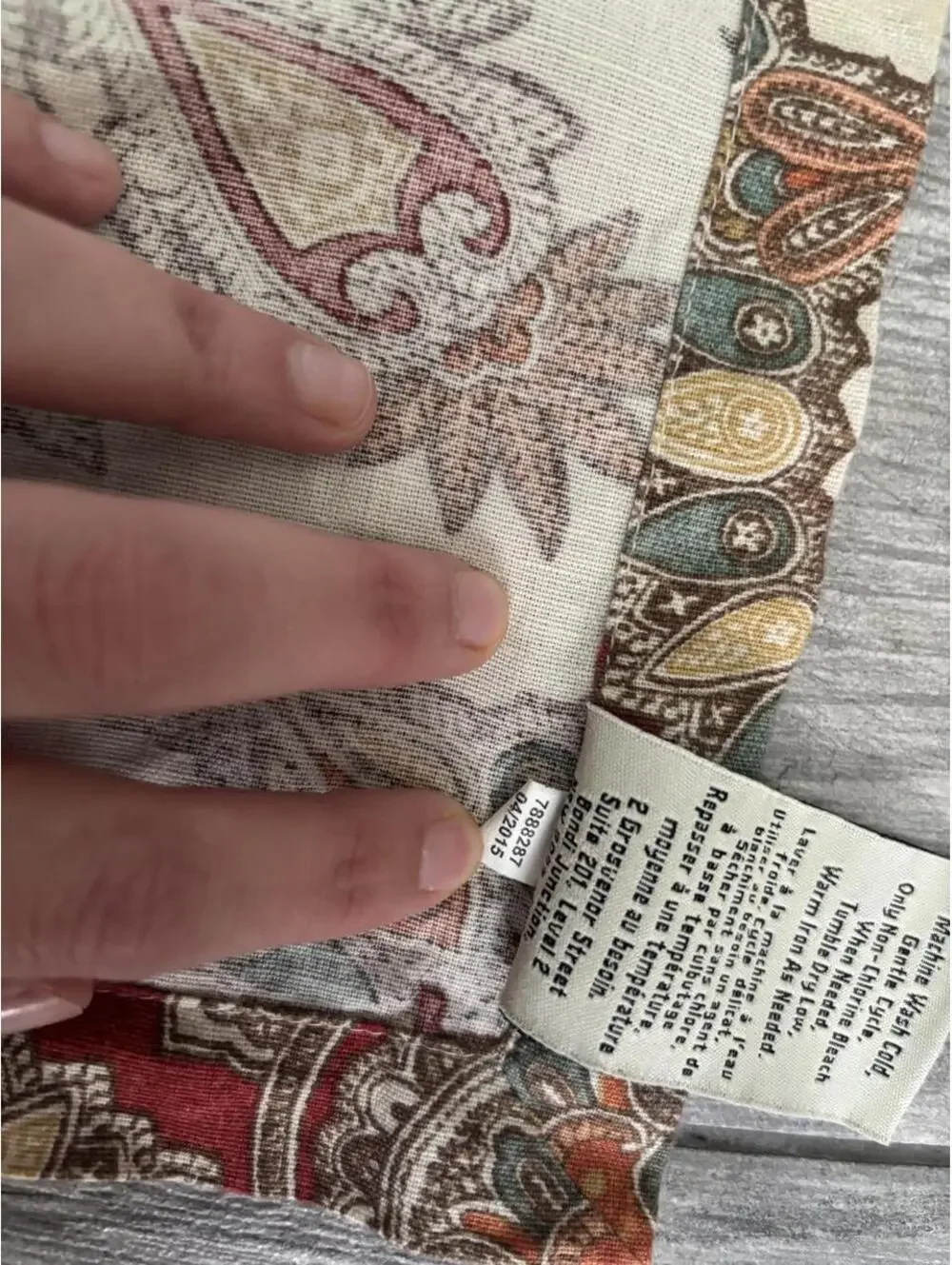 Pottery Barn Caroline Paisley 20” Table Topper/Napkin Cotton Linen